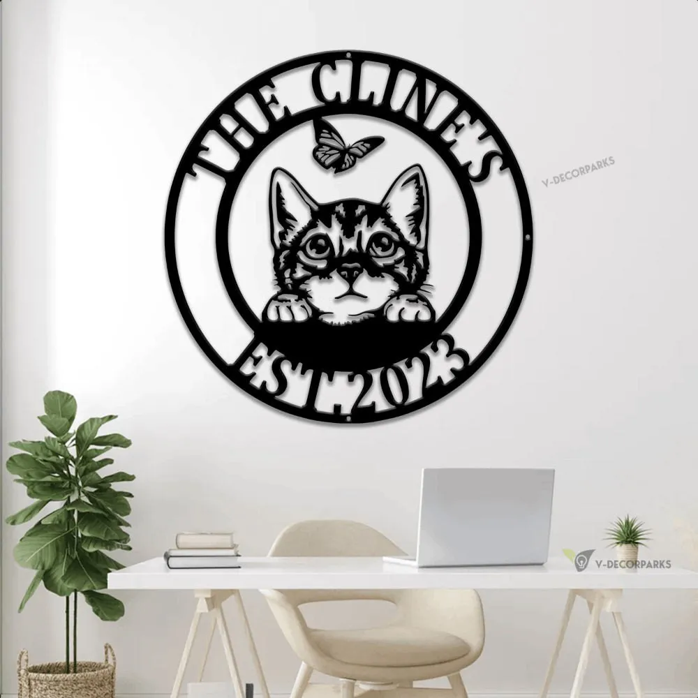 Cat Wall Art With Led Lights, Metal Art, Cat Sign, Cat Lover, Cat, Mother's Day, Birthday, Gift, Cat Home Wall Decor, Metal Cat Decor