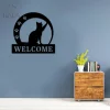 Cat Crescent Moon Welcome Metal Sign, Cat Wall Art Decor, Wall Hanging, Metal Wall Art, Perfect Gift For Cat Lovers