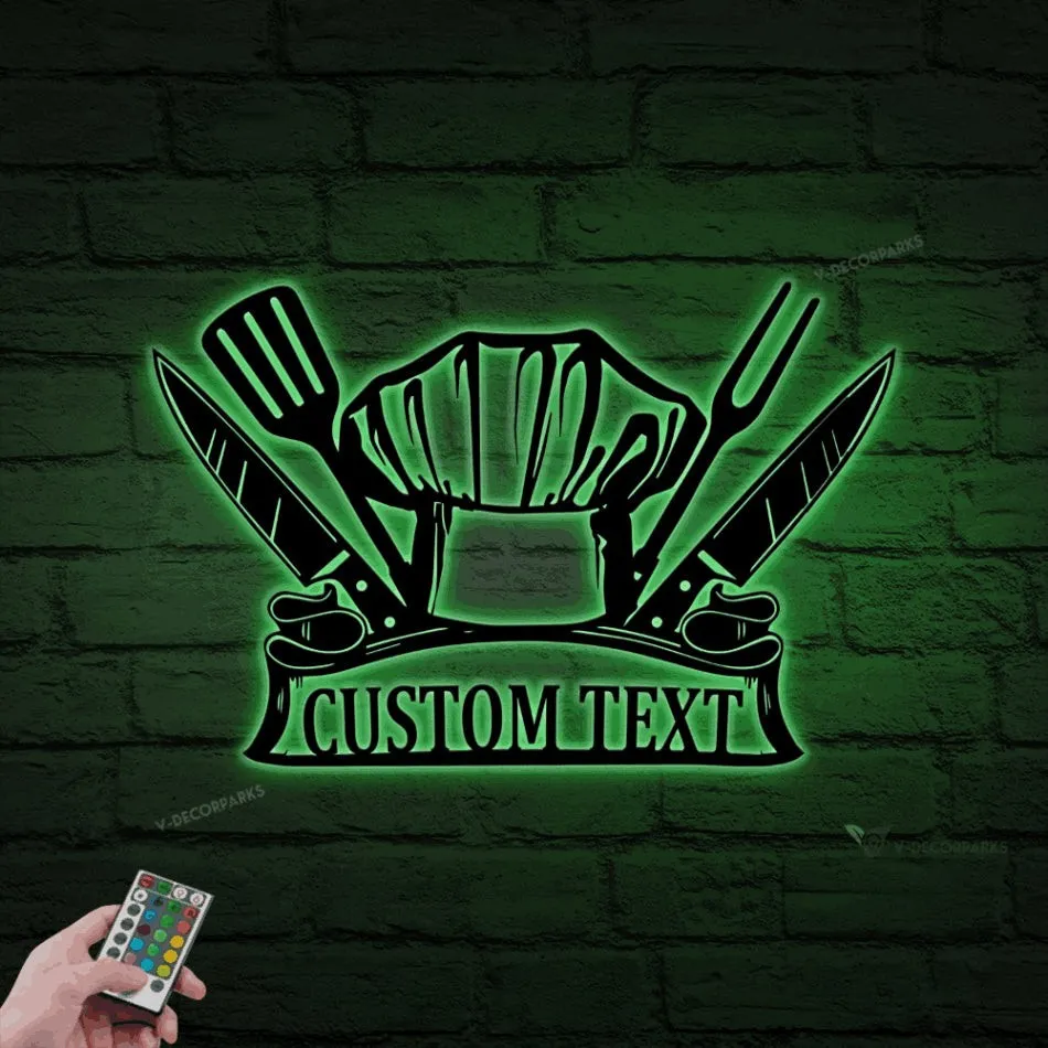 Chef Metal Wall Art With Led Lights, Kitchen Wall Art, Kitchen Wall Decor, Nana's Kitchen Sign, Personalized Kitchen Sign, Cooking Decor