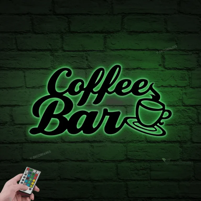 Coffee Bar, Wall Hanging, Metal Coffee Sign With Led Lights, Kitchen Decor, Coffee Bar Sign, Farmhouse Decor, Coffee Lover