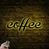 Coffee Script Metal Art Sign Light Up, Coffee Metal Sign Multi Color, Coffee Script Sign Metal, Coffee Home Decor, Led Wall Art, Gift For Coffee Lover