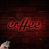 Coffee Script Metal Art Sign Light Up, Coffee Metal Sign Multi Color, Coffee Script Sign Metal, Coffee Home Decor, Led Wall Art, Gift For Coffee Lover