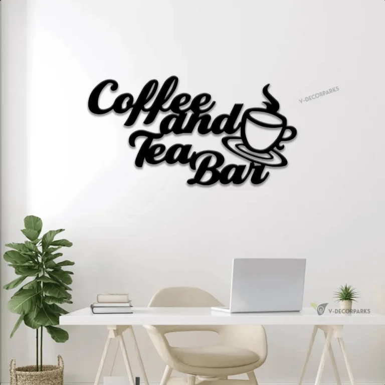 Coffee And Tea Bar, Wall Hanging, Metal Coffee Sign With Led Lights, Kitchen Decor, Coffee Bar Sign, Farmhouse Decor, Coffee Lover