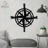 Simple Designed Compass Cut Metal Wall Art, Metal Sign Decoration For Living Room And Front Porch, Wall Hanging Sign