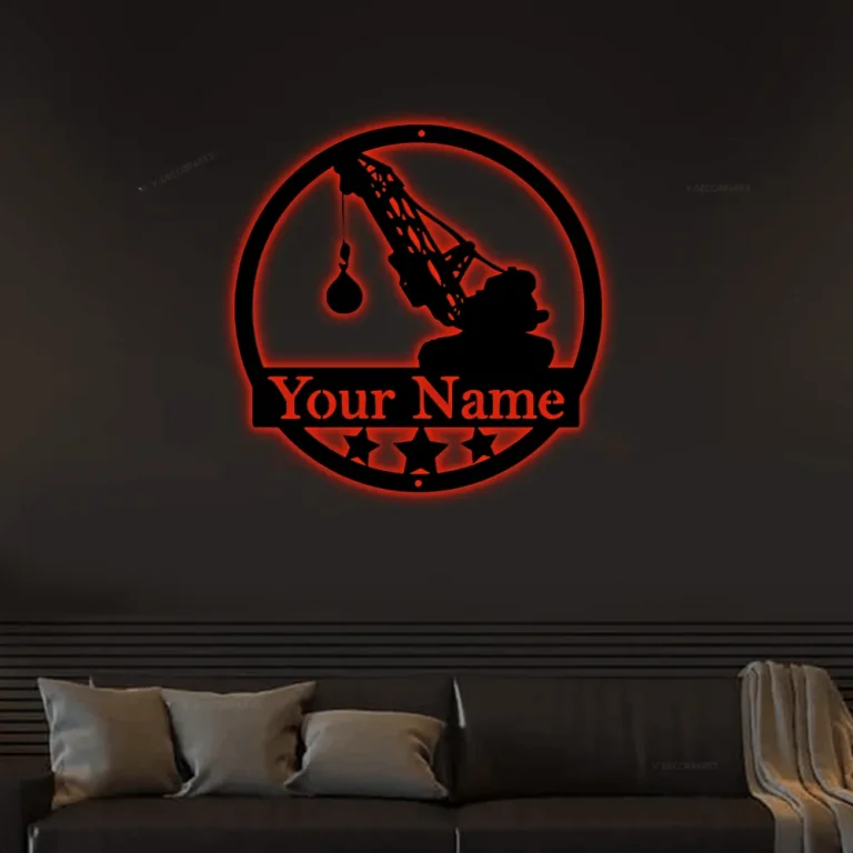 Construction Collection Wrecking Ball With Led Lights, Metal Sign, Art, Wall Decor, Demolition, Company, Truck Metal Sign, Personalized Sign, Wrecking Ball