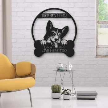 Corgi Dog Lovers Funny Personalized Metal House Sign Cut Metal Sign