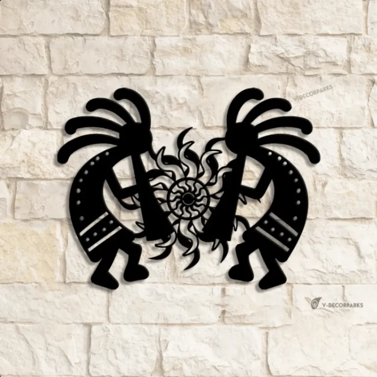 Couple Kokopelli Dancing Metal Wall Art Led Light, Humpbacked Flute Player Sign, Home Decor, Fertility Deity Decoration, Dancing Flutist Gift