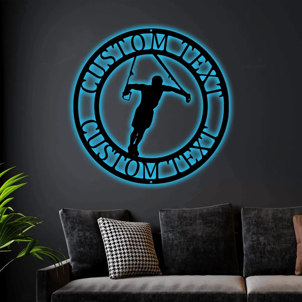 Crossfit Gym Sign Led Lights Monogram Steel Sign, Personalized Crossfit Home Gym Wall Art Decor Workout Monogram Home Wall Art Decor