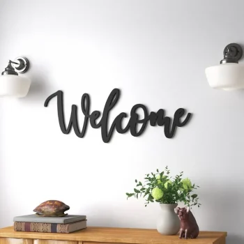 Cursive Word Welcome Metal Sign Wall Decor, Metal Sign Outdoor, Indoor