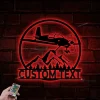 Custom Aircraft Hangar Metal Wall Art Led Light, Personalized Pilot Name Sign, Airforce Plane Wall Art, Airplane Home Decor, Gift For Him