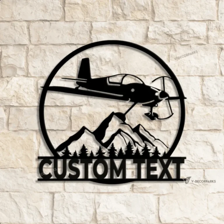Custom Aircraft Hangar Metal Wall Art Led Light, Personalized Pilot Name Sign, Airforce Plane Wall Art, Airplane Home Decor, Gift For Him