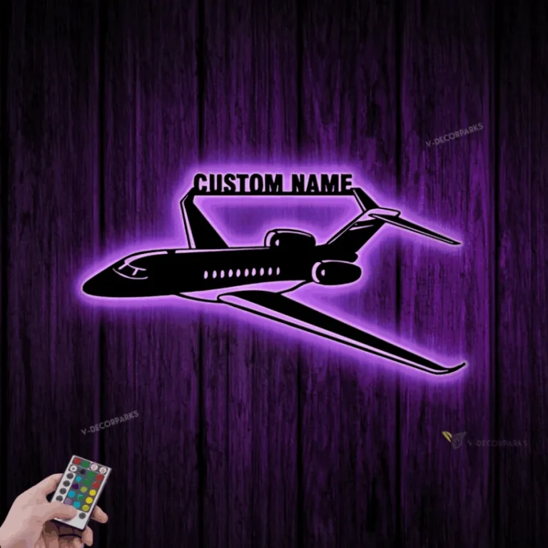 Custom Airplane Metal Wall Art Led Light, Airplane Wall Hanging, Custom Pilot Name Sign, Home Decor, Aircraft Hangar Decoration, Airforce Gift