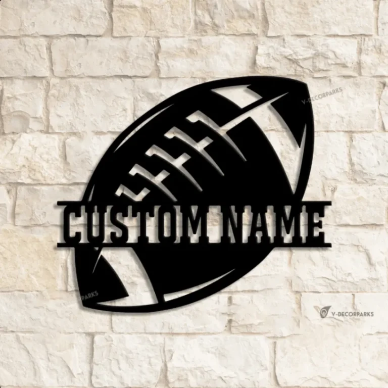 Custom American Football Metal Wall Art Led Light, Personalized Player Lover Sign, Football Wall Decor For Kid Boy Girl, Nursery Decoration