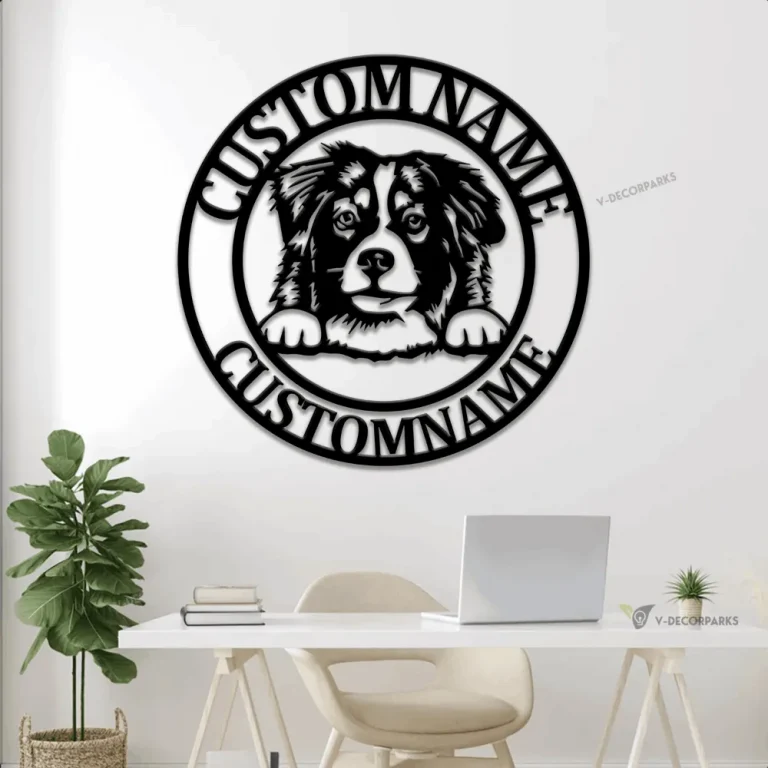 Custom Australian Shepherd Dog Metal Wall Art With Led Lights, Australian Shepherd Dog Name Sign, Dog Lover Gift, Australian Shepherd Decor