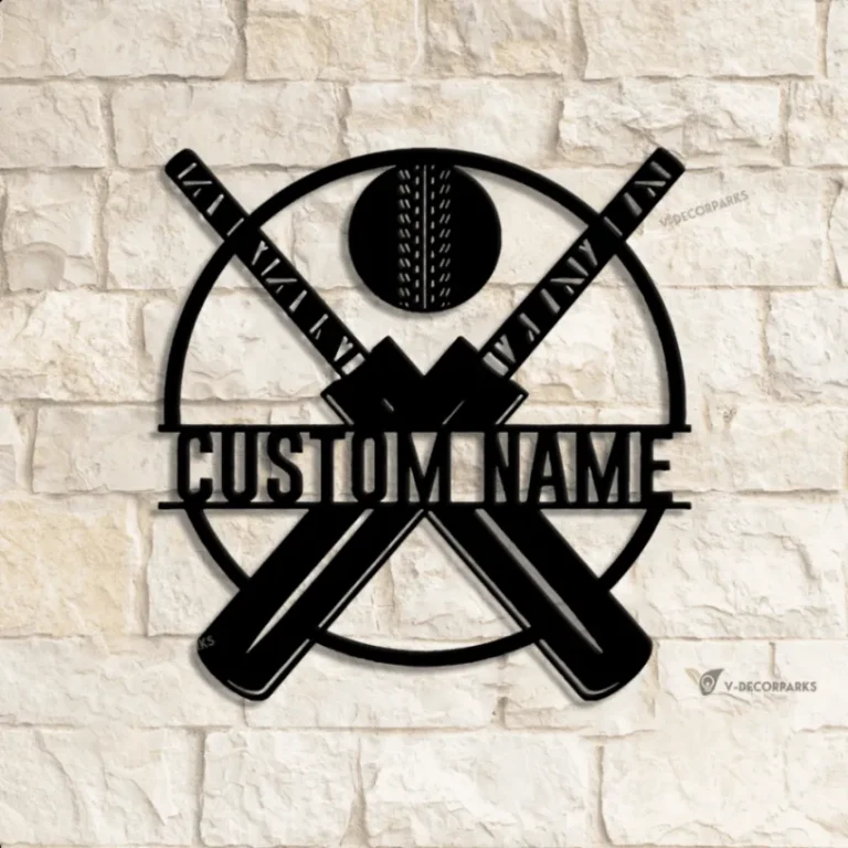 Custom Ball Cricket Bat Metal Wall Art Led Light, Cricket Wall Art, Personalized Cricket Player Name Sign, Home Decor, Man Cave Wall Hanging