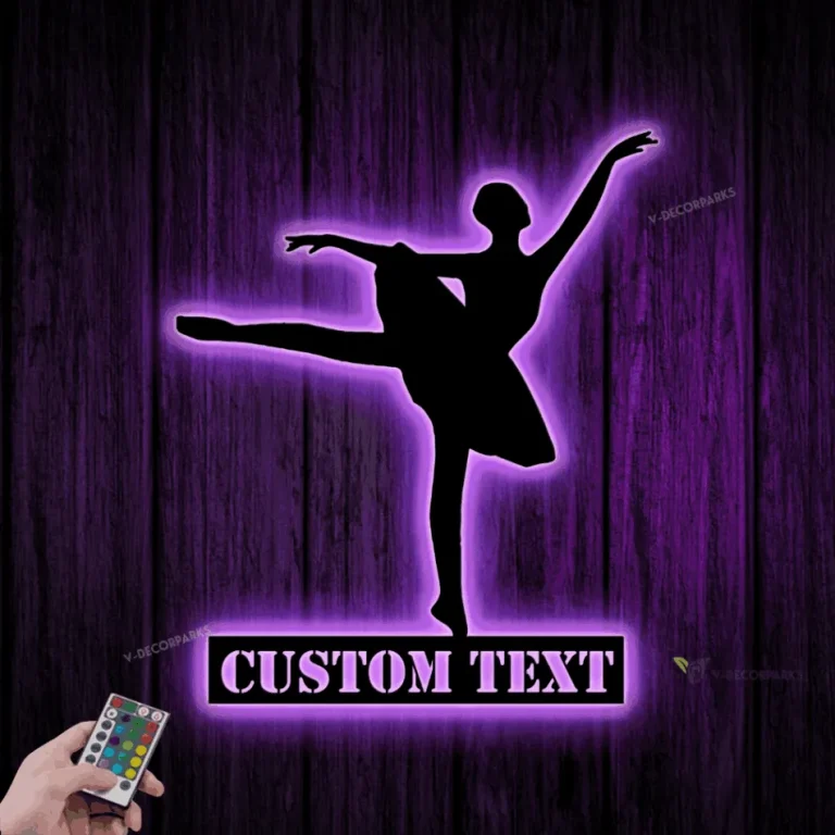 Custom Ballerina Dance Metal Wall Art Led Light, Personalized Girl ...