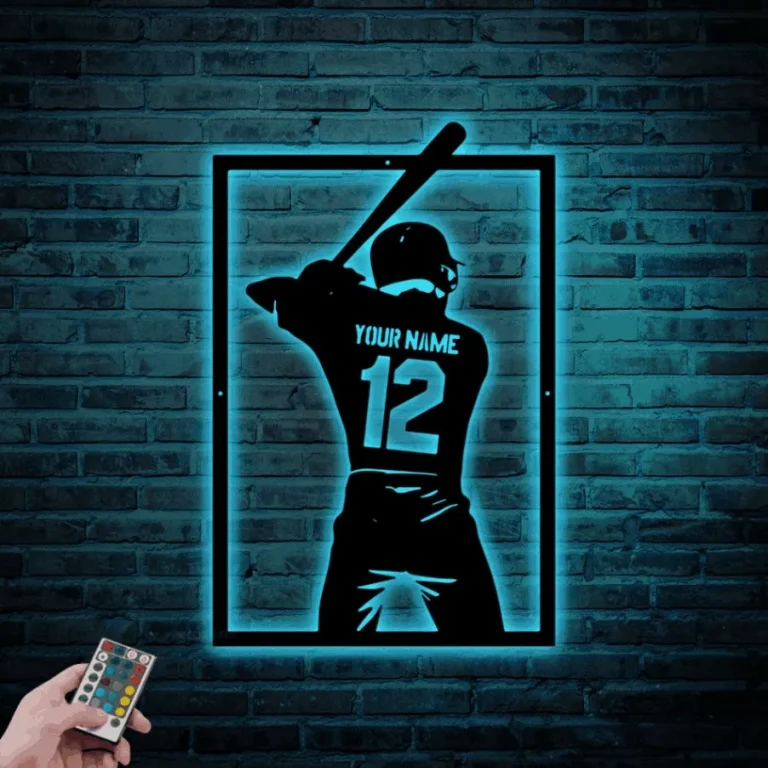 Custom Baseball Sign Metal Led Lights, Custom Name Baseball Sign, Personalized Baseball Player Decor, Baseball Jersey, Baseball Decor, Baseball Gifts