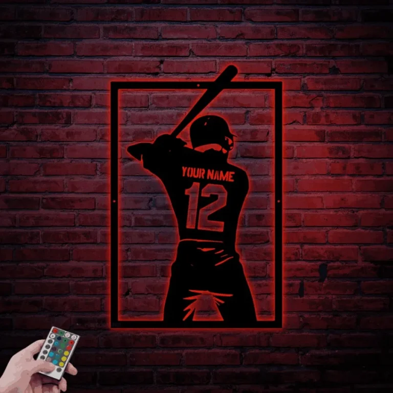 Custom Baseball Sign Metal Led Lights, Custom Name Baseball Sign, Personalized Baseball Player Decor, Baseball Jersey, Baseball Decor, Baseball Gifts