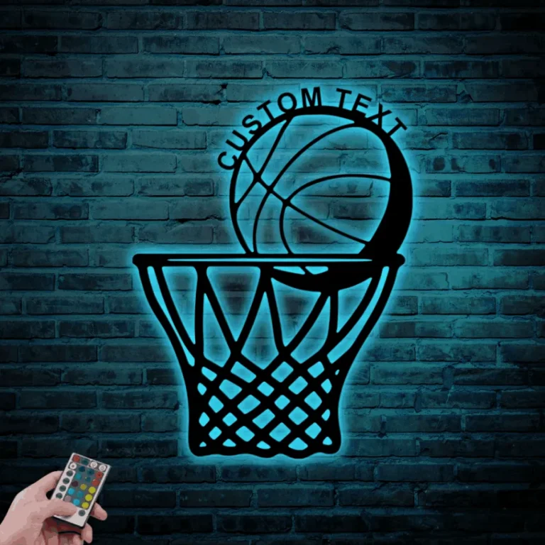 Custom Basketball Metal Wall Art With Led Lights, Personalized Basketball Sign Basketball Signs Basketball Metal Sign Basketball Lover Gift