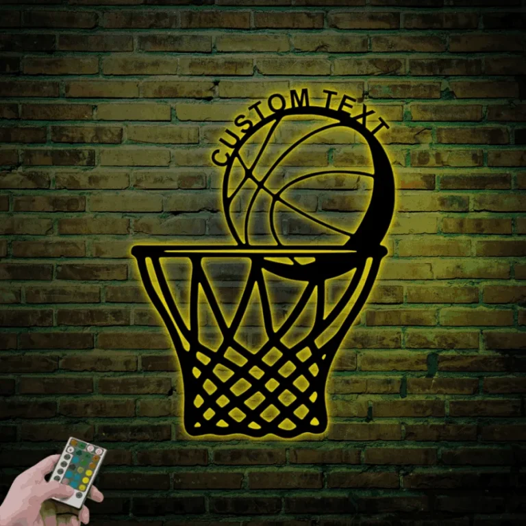 Custom Basketball Metal Wall Art With Led Lights, Personalized Basketball Sign Basketball Signs Basketball Metal Sign Basketball Lover Gift