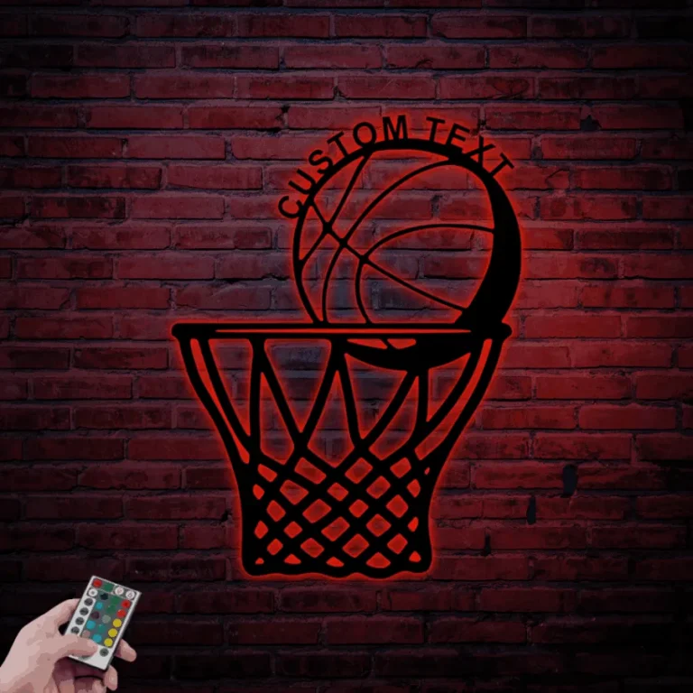 Custom Basketball Metal Wall Art With Led Lights, Personalized Basketball Sign Basketball Signs Basketball Metal Sign Basketball Lover Gift