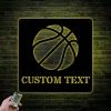 Custom Basketball Metal Wall Art With Led Lights, Personalized Wall Decor Basketball Sign Team Signs Basketball Lover Gift Sports Metal Sign