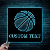 Custom Basketball Metal Wall Art With Led Lights, Personalized Wall Decor Basketball Sign Team Signs Basketball Lover Gift Sports Metal Sign