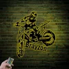 Custom Biker Metal Wall Art With Led Lights, Personalized Motorcycle Name Sign Decoration, Motocross Rider Home Decor Motorcycle Biker Gift