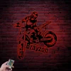 Custom Biker Metal Wall Art With Led Lights, Personalized Motorcycle Name Sign Decoration, Motocross Rider Home Decor Motorcycle Biker Gift