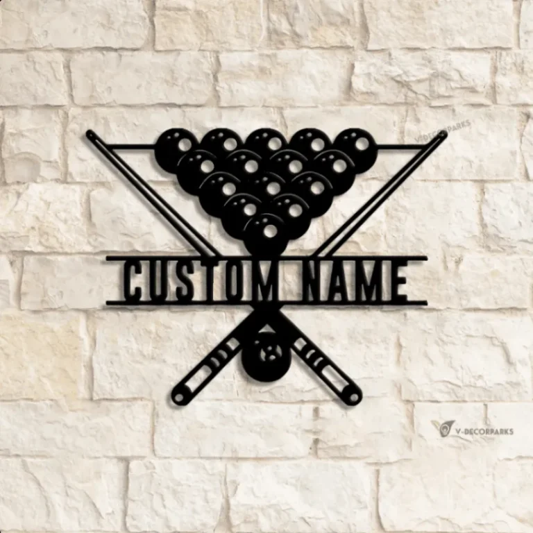 Custom Billiards Metal Wall Art With Led Light, Snooker Wall Art, Personalized Snooker Player Name Sign, Pool Ball Decoration, Man Cave Decor