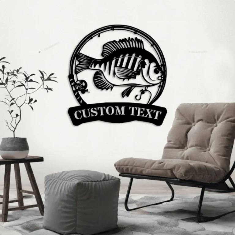 Custom Bluegill Fish Fishing Metal Sign Led Lights, Personalized Fisher Name Sign Home Decor Kid Boy Girl Nursery Decoration Birthday