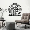Custom Cactus Desert Mountain Metal Sign Led Lights, Personalized Southwest Desert Name Sign Home Decor Saguaro Cactus Decoration Birthday