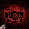 Custom Camera Photo Taking Metal Wall Art Led Light, Camera Metal Sign, Personalized Photographer Name Sign, Photography Lover Gift