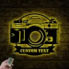 Custom Camera Photo Taking Metal Wall Art Led Light, Camera Metal Sign, Personalized Photographer Name Sign, Photography Lover Gift