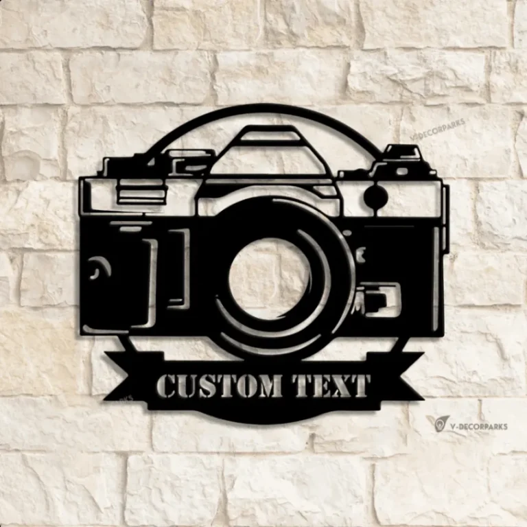 Custom Camera Photo Taking Metal Wall Art Led Light, Camera Metal Sign, Personalized Photographer Name Sign, Photography Lover Gift
