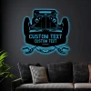 Custom Car Steel Sign, Led Lights, Personalized Hot Rod Garage Sign Car Monogram Wall Art Decor Gift For Dad Garage Wall Art Decor