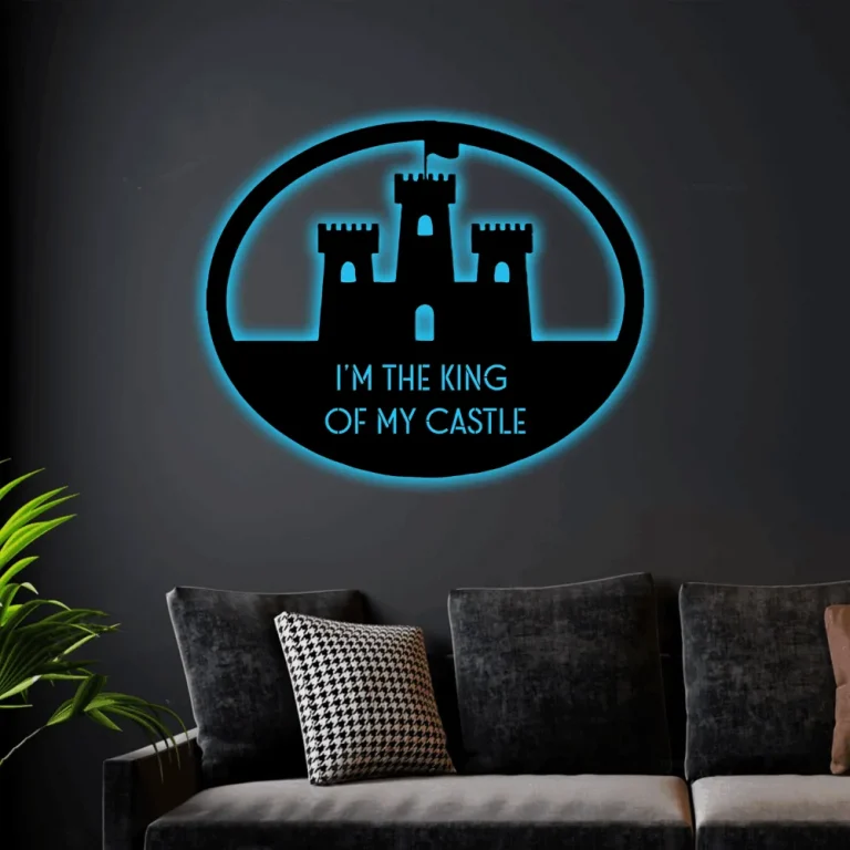 Custom Castle With Led Lights Sign Monogram Steel Sign, Personalized King Of The Castle Monogram Wall Art Decor, Kid Room Name Decor