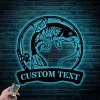 Custom Common Carp Fishing Metal Sign Led Lights, Personalized Fisher Name Sign Home Decor Kid Boy Girl Nursery Decoration Birthday