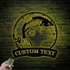 Custom Common Carp Fishing Metal Sign Led Lights, Personalized Fisher Name Sign Home Decor Kid Boy Girl Nursery Decoration Birthday