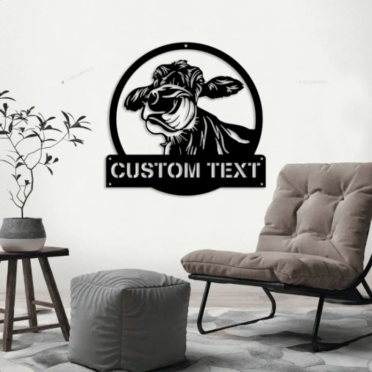 Custom Cow With Led Lights, Farm Sign, Metal Cow Sign, Personalized Cow Metal Name Sign, Metal Sign For Farm, Farmhouse Wall Decor