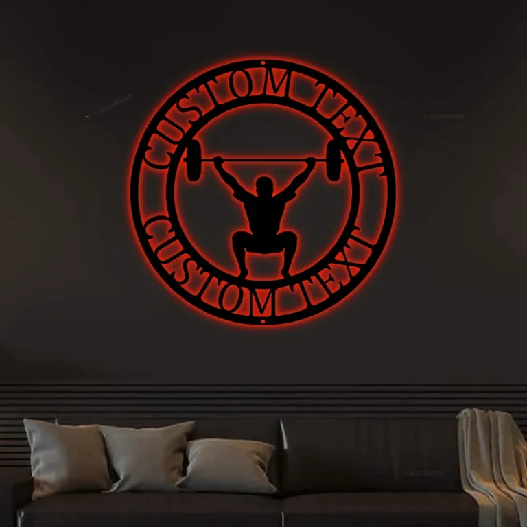 Custom Crossfit Led Lights Sign Monogram Steel Sign, Personalize Powerlifting Sport Wall Art Decor Gym Wall Art Decor Gym Lover Gift