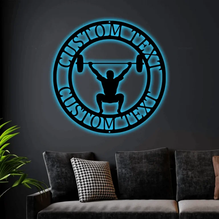 Custom Crossfit Led Lights Sign Monogram Steel Sign, Personalize Powerlifting Sport Wall Art Decor Gym Wall Art Decor Gym Lover Gift