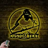 Custom Cute American Robin Metal Wall Art Led Light, European Robin Bird Metal Sign, Personalized Name Sign, Pet Bird Nursery Decoration