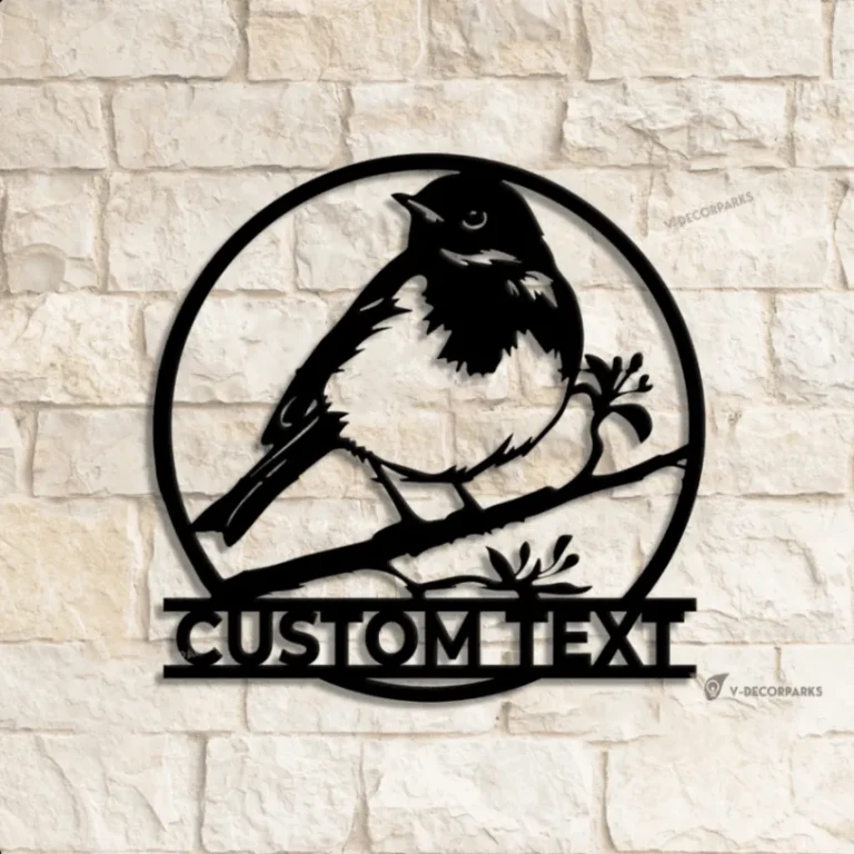 Custom Cute American Robin Metal Wall Art Led Light, European Robin Bird Metal Sign, Personalized Name Sign, Pet Bird Nursery Decoration