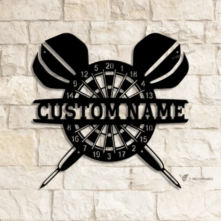 Custom Dartboard Dart Game Metal Wall Art Led Light, Tips Flights Board Gamer Sign, Game Zone Decoration, Man Cave Decor, Gift For Gamers