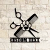 Custom Dog Grooming Hair Salon Metal Wall Art Led Light, Personalized Groomer Name Sign, Pet Grooming Decor, Pet Salon Sign