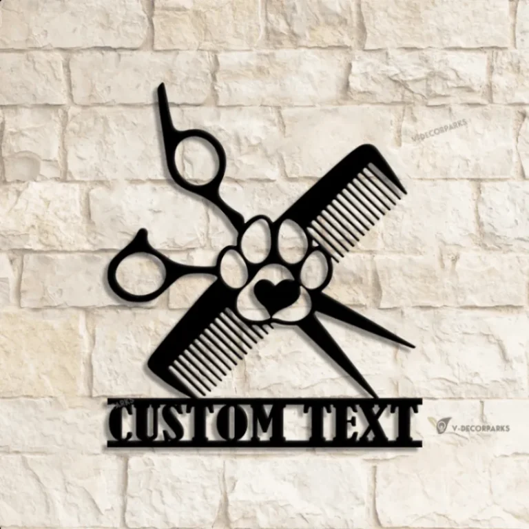 Custom Dog Grooming Hair Salon Metal Wall Art Led Light, Personalized Groomer Name Sign, Pet Grooming Decor, Pet Salon Sign