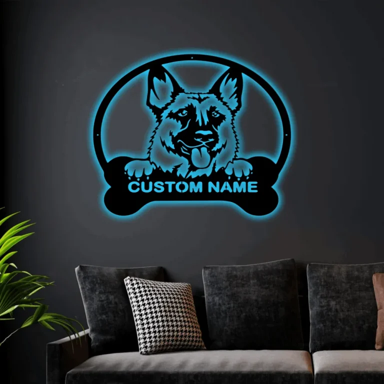 Custom Dog Sign With Led Lights, Pet Spot Sign, Dog Name Sign, Personalized Dog Sign, Custom Dog Name Sign, Metal Sign, Dog Lover Gift, Dog Paw Sign, Breed