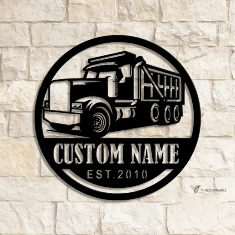 Custom Drump Truck Driver Metal Wall Art Led Light, Personalized Trucker Name Sign, 18 Wheeler Metal Sign, Gifft For Truck Driver, Father's Day Gift