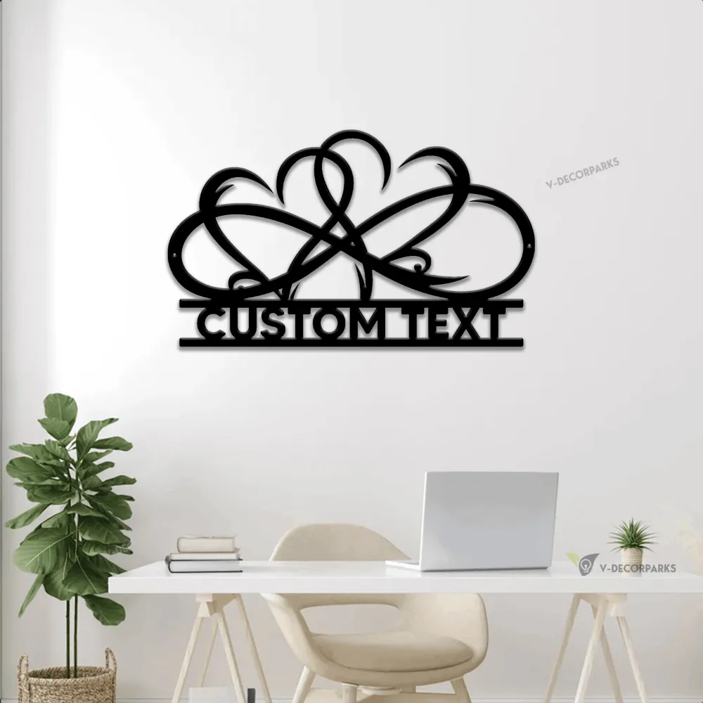 Custom Dual Heart Metal Wall Art With Led Lights, Metal Hear Infinity, Eternal Love, Double Infinity Sign, Home Decor, Wedding Gift, Newlywed Gifts